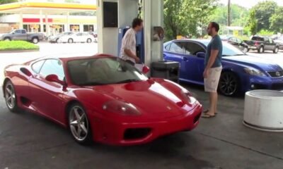 Ferrari 360 Modena at a gas station