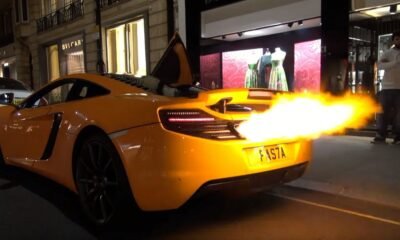 Flame spitting Mclaren 12C fries its own bumper