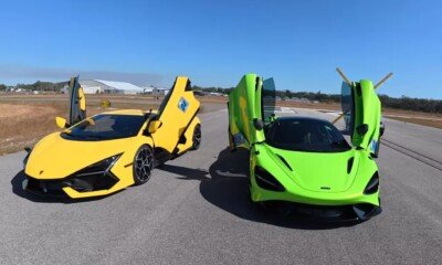 Lamborghini Revuelto vs McLaren 765LT Spider drag race